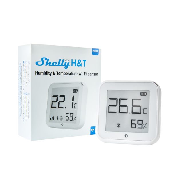 Shelly Plus H&T - batériový senzor teploty a vlhkosti - WiFi