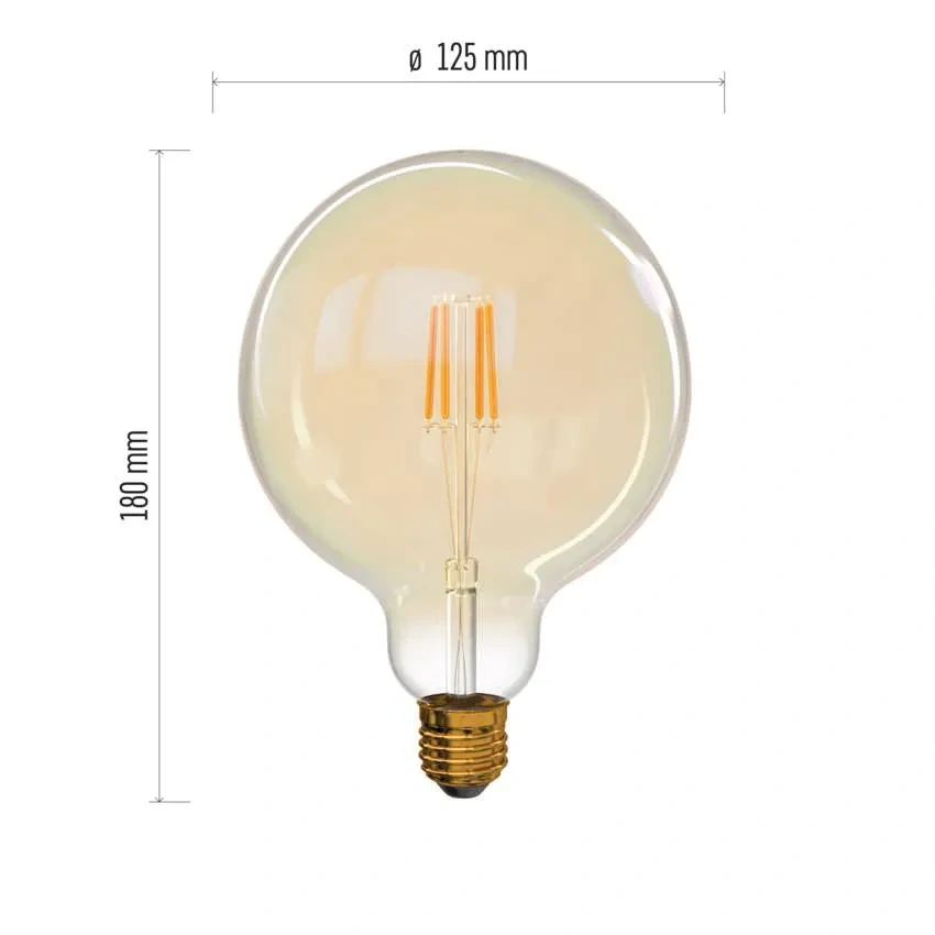 LED žiarovka Vintage G125 4W E27 teplá biela