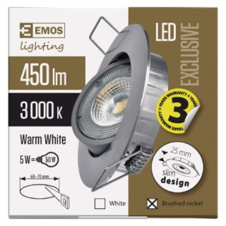 EMOS LED bodové svietidlo Exclusive strieborné, kruh 5W TB