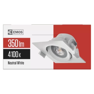 LED bodové svietidlo biele, štvorec 5W neutrálna biela