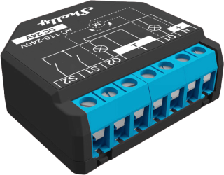 Shelly Plus 2PM, spínací modul s meraním spotreby 2x 10A, WiFi & Bluetooth 2,4GHz